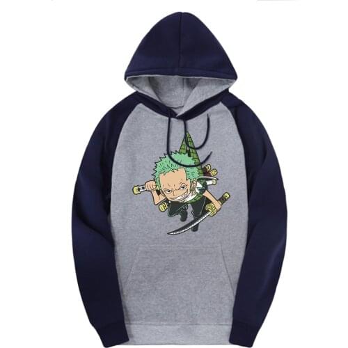 Roronoa Zoro Mens Sweatshirt Raglan Hooded 2020 Fleece Clothing Fleece Streetwear Hoodies Male Hip Hop Outdoor Moleton Masculino