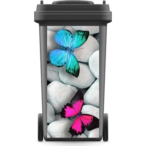 DIY Creative 3D Rubbish Bin Sticker Butterfly On Stones Mural Wall Print Decal Removable self adhesive Kitchen Accessories