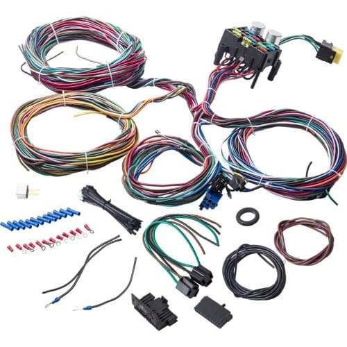 Universal 12 Circuit Wiring Harness Wire Hot Street Rod For Chevy Wiper A/C