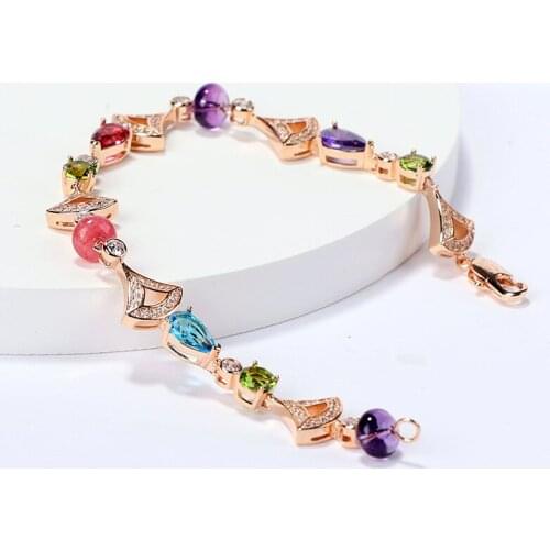 Fan bracelet with gold-plated micro inlaid daily matching fan-shaped colorful bead bracelet