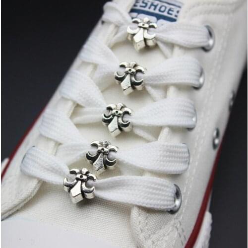 Vintage Antique Silver Metal Cross Shoes Decorations 12 Pieces/Lot