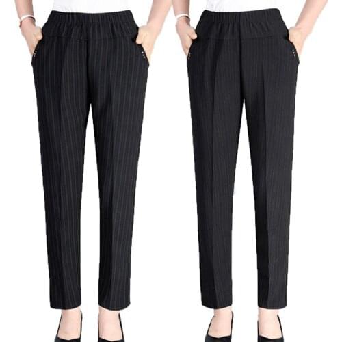 Plus size 5XL Women Pants New Spring Autumn Middle Aged Casual Pants Elastic High Waist Loose Straight Pants Female Trousers 89