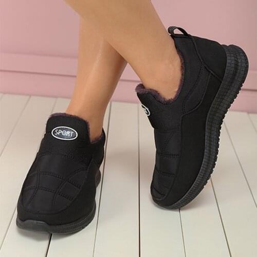 Women Cotton Flats Shoes Winter Plush Warmth Snow Boots For Female Slip On Fashion Sneakers Casual Comfortable Ladies Shoes 2021