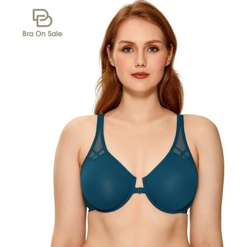 Womens Unlined Racerback Bra Seamless Underwire Front Closure Bras