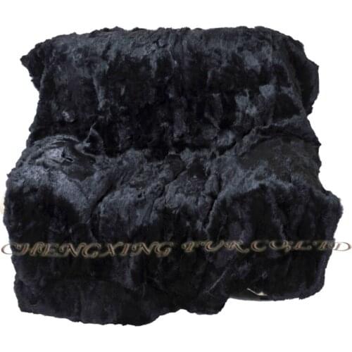 CX-D-81 200X150 Black Real Rabbit Fur Patchwork Blanket~Drop Shipping