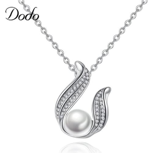 White Simulated Pearl Pendant Necklace For Women Silver Color Angel Wings Beads Necklaces Vestidos Wedding Fashion Jewellery N87