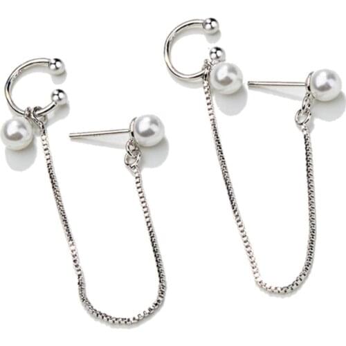 1 Pair U Shape Net Red Personality One-piece Pearl Ears Valentines Day Gift for Women Unique Pearl Ear-rings