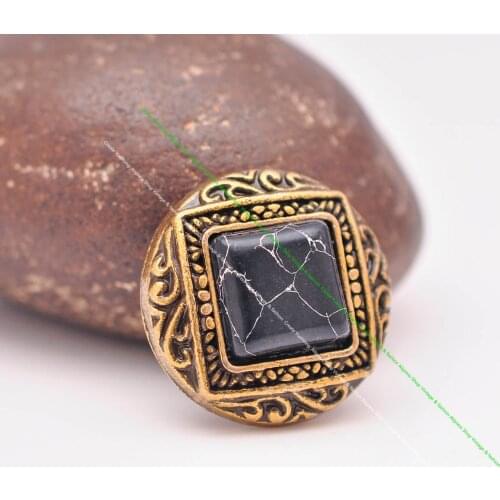 10pcs 1" Square Brass Flower Carved Leathercraft Belt Luggage Bag Accessories Hardware Real Black Turquoise Conchos Screwback