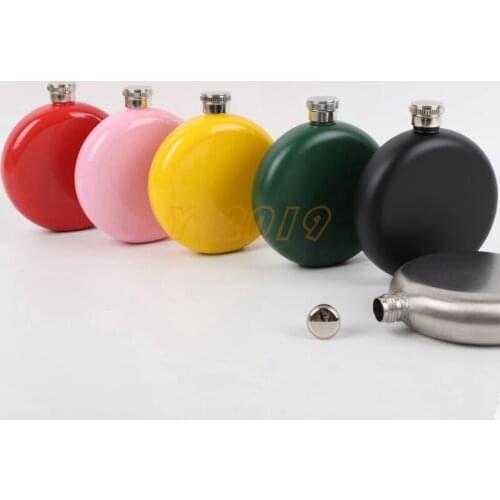 10pcs New style stainless steel 5oz Round Flask color colorful,Mixed color available,can engraved logo
