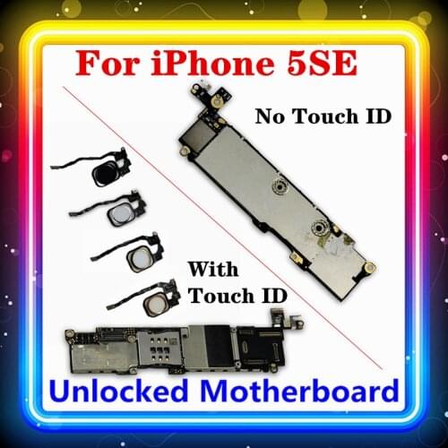 For Iphone 5 SE Motherboard With / No Touch ID Clean Factory Original Replaced 5SE Mainboard Full Chips IOS Installed