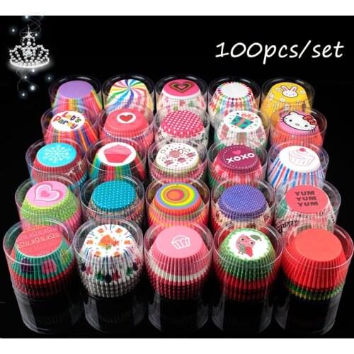 100pcs/set cake topper DIY Cake Paper Cup Birthday party Wedding Family Gathering Making Cupcakes supplies cake decorating tools