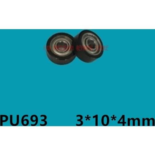 3*10*4mm small pulley roller PU wheel micro bearing plastic bearing 693 plastic coated bearing pulley inner diameter 3*10*4mm