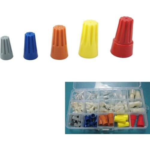 3 types 103 pieces Wire Terminals Assortment Set Closed End Line Hat Spring Spral Press Line Cap