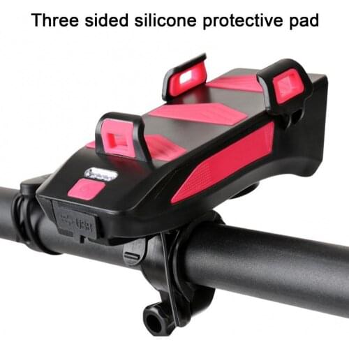 50% Hot Sale 4 in 1 Bicycle Phone Rack Holder Headlight Front Light Bike Speaker Alarm Bell