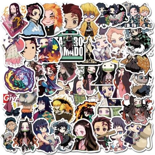 50Pcs Demon Slayer Kimetsu No Yaiba Nime Stickers Jojos Bizzare Adventure For Luggage Car Laptop Decal Fridge Skateboard F4