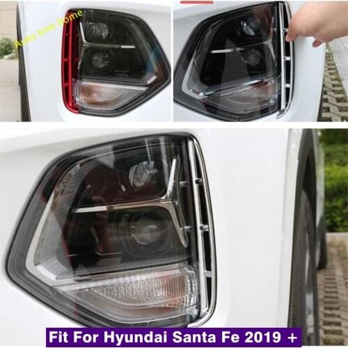 Accessories Front Fog Foglight Lights Lamps Eyelid Eyebrow Strip Cover Trim Fit For Hyundai Santa Fe 2019 2020 ABS Red / Chrome