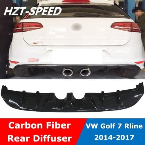 Golf 7 Rline Carbon Fiber Car Middle Out Rear Bumper Lip Spoiler Diffuser For Volkswagen VW MK 7 Rline Hatchback 2014-2017