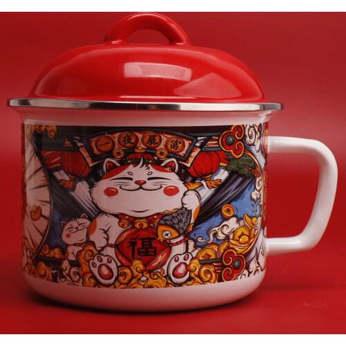 Large Capacity Enamel Enamel Tea Mug Mug Drinking Cup Cartoon Milk Cup mugs coffee cups cute coffee mugs and cups