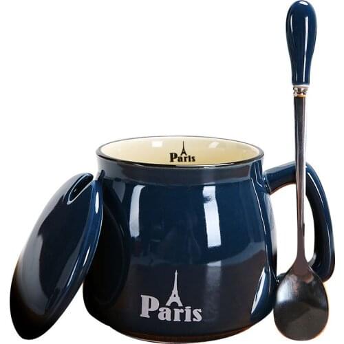 Breakfast cup ceramic cup with spoon mark cup Office coffee cup Cup for lovers Mug coffee cup