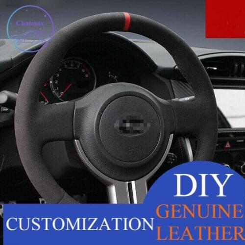 For Subaru BRZ DIY Hand Sewing Steering Wheel Cover Black Suede anti-slip design all season comfortable touch sense