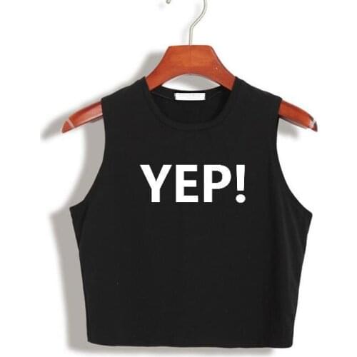 YEP! Letters Print Women Crop Top Summer Cotton Sexy Slim Hipster For Funny Top Tee Short Vest Whtie Black HH305-112