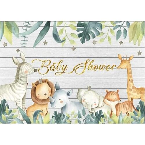 Wild Animal Baby Shower Backdrop Party Room Decor Photo Booth Studio Prop