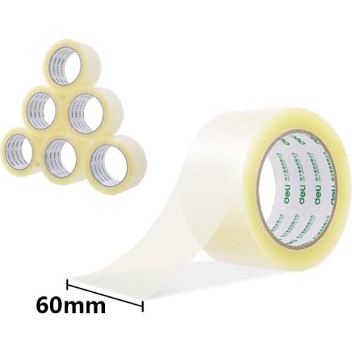 Deli High Quality Transparent Sealing Tape Packaging Wide Tapes 60mmx100y (91.4m/roll) 6 Rolls Office Supplies 30333