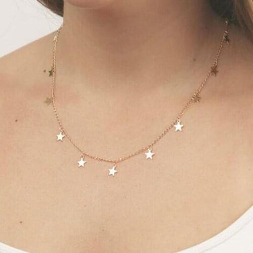 Europe and the United States jewelry new fashion street shooting metal pentagonal star exquisite popular womens necklace