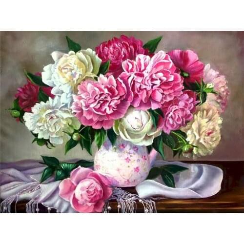 GATYZTORY Peony flower DIY Painting By Numbers Hand Painted Art Gift DIY Coloring Pictures By Number Flower Kits Home Decoration
