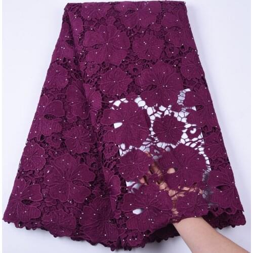 Hot sale Water Soluble Lace African Cord Guipure Lace Fabric France Nigerian Stones cord Lace Fabric For Wedding garment