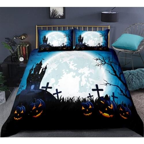 Halloween Duvet cover set 3-piece Terror Dark Castle Bedding set Pumpkin lantern Quilt Cover Bed Sets Bedclothes