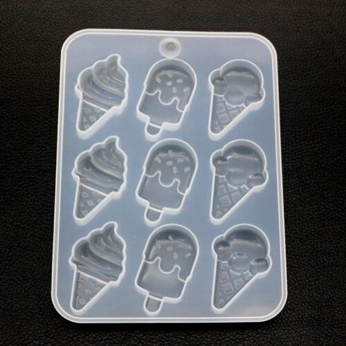 Simulated Food Resin Mold Ice Cream Cones Popsicle Cute Food Keychain Pendant Silicone Resin Mold Jewelry Clay Molds