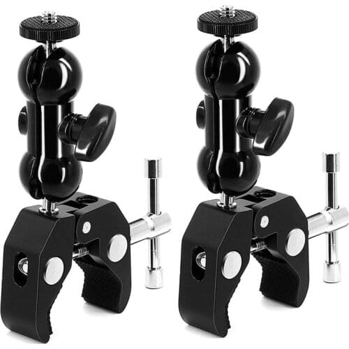 Camera Clamp Mount Monitor Mount Bracket Super with Cool Double Ballhead Arm Adapter Bottom Clamp