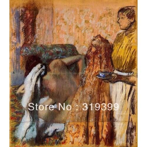 Oil Painting Reproduction on Linen Canvas,Breakfast after Bath by edgar degas ,Free DHL Shipping,handmade,Top Quality