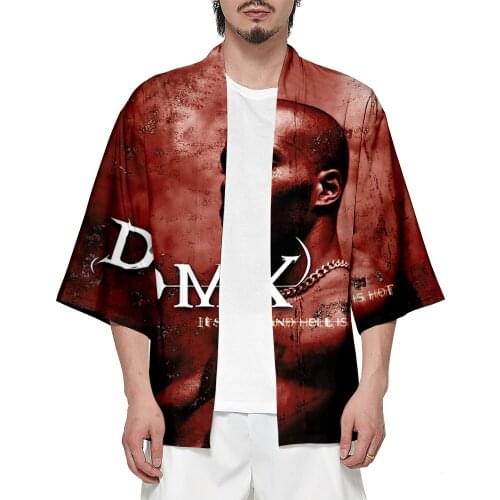 DMX Japanese Traditional Orient Ethnic Cardigan Polyester Fiber Kimono Haori Unisex Thin Loose Outfits Asian Clothes Samurai