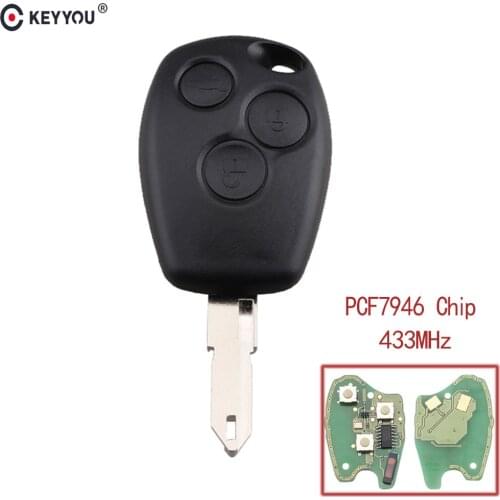 KEYYOU 3 Buttons Car Remote Key 433MHz for Renault Megane Modus Clio Kangoo Logan Sandero Duster with Chip PCF7946 NE73 Blade