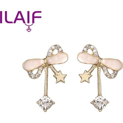 Korean Insert Crystal Bowknot Women Earrings Stars Earring Drop for Women Jewelry Brincos Femininos