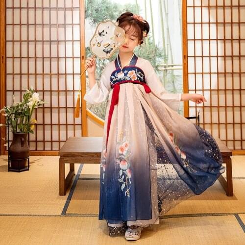 Fairy Ancient Dynasty Chinese Costume Hanfu Dress Lovely Girls Embroidery Retro Kids Princess Festival Outfit Folk Cosplay