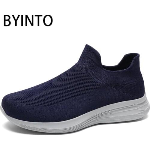 New Men Tennis Shoes Light Breathable Mesh Women Sneakers Slip-on Gym Walking Sport Shoes Sock Footwear Tenis Masculino Feminino