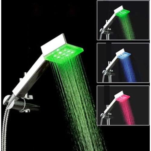 LANGYO Bathroom Handle Shower Head 3 Color LED Mode Rainfall Shower Head ABS Plastic Material High Quality Shower Faucet QY-1001