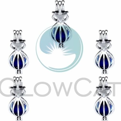 5pcs Fox Ball Pearl Cage Locket Pendants Aromatherapy Essential Oil Diffuser Locket For DIY Necklace Jewelry