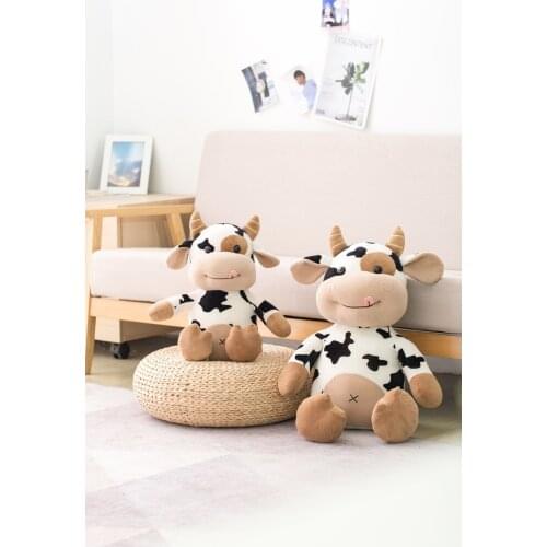 Cute Mascot Cow Doll Stuffed Toy Doll Girl Bed Sleeping Pillow Birthday Present Good Elasticity Comfortable Fabric Soft Touch