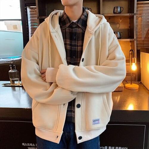 Mens coat plus velvet padded hooded clothing mens casual fall/winter coat windbreaker streetwear hoodie harajuku Sweatshirts