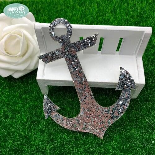 Happymems Ipcs Anchor Iron On Patches Silver Glitter Iron On Patches For Art Clothes Decoration Iron On Patches