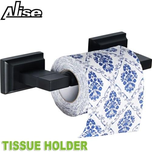 Bathroom Towel Toilet Paper Holder Black Wall Mounted Tissue Rack Stainless Steel Kitchen Towel Storage Shelf Roll Paper Holder