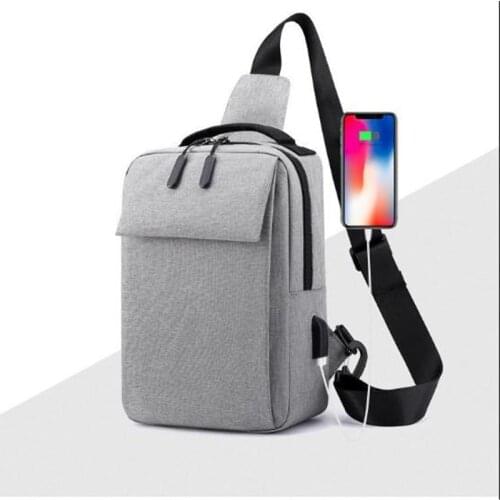 Nylon chest bag mens new USB charging bag water proof travel single shoulder bag business leisure chest bag men bag