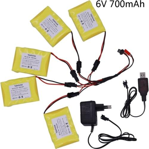 6V 700mah NiCD Battery SM Plug and Charger For Rc toys Cars Tanks Trains Robots Boats Guns 6V AA Battery Pack