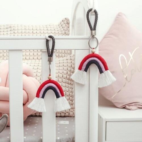 Nordic Rainbow Pendant Cotton Handmade Woven Tassel Wall Hanging Ornaments For Knapsack Key Buckle Home Kids Room Decor