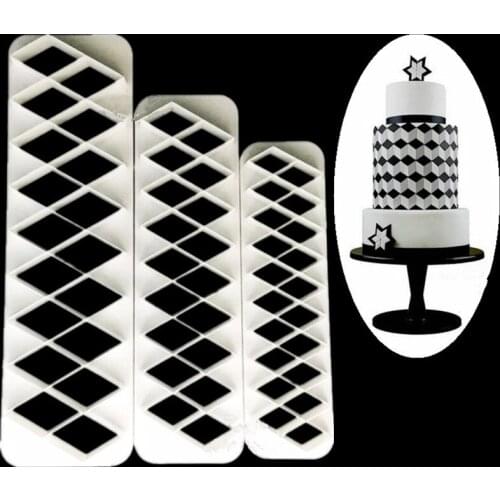 New 3pcs Diamond Shaped Geometric Shape Sugar Flip Printing Model Visual Illusion Effect Cookie Model A1548