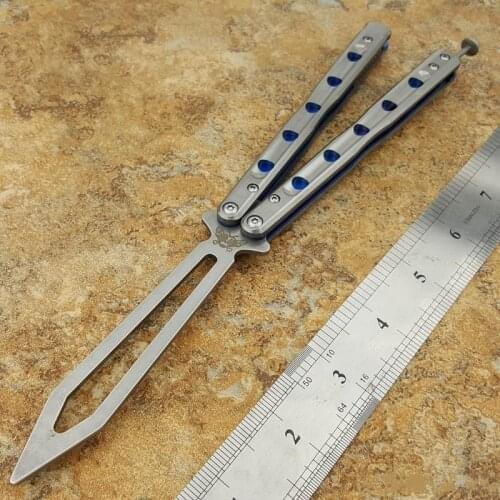Titanium Handle BM51 Butterfly Practice Swing Knife D2 Sharp Blade Outdoor Hunt And Camp Survival Kitchen EDC Tool Gift For Men